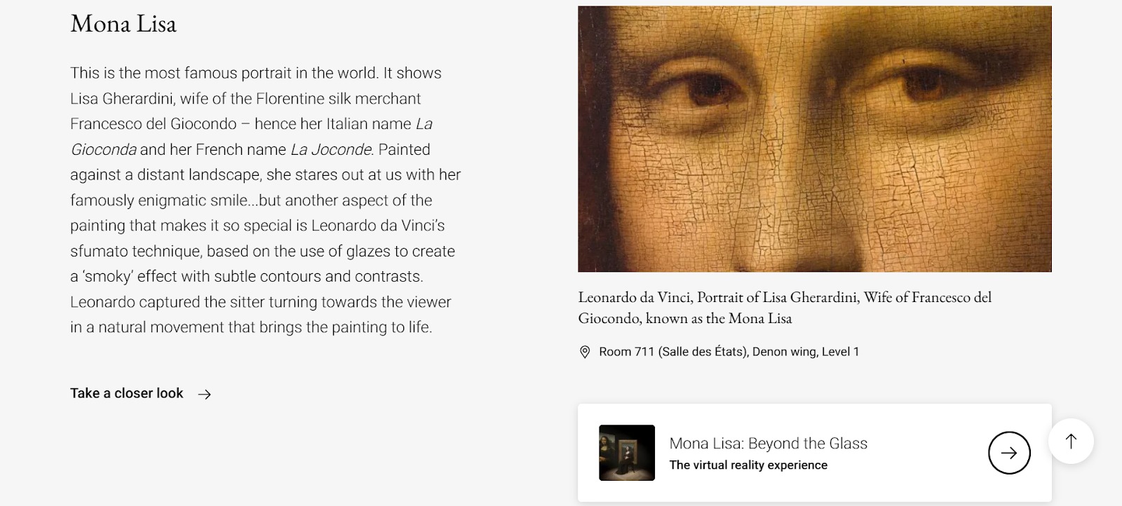 «Мона Лиза» Леонардо да Винчи на сайте Лувра