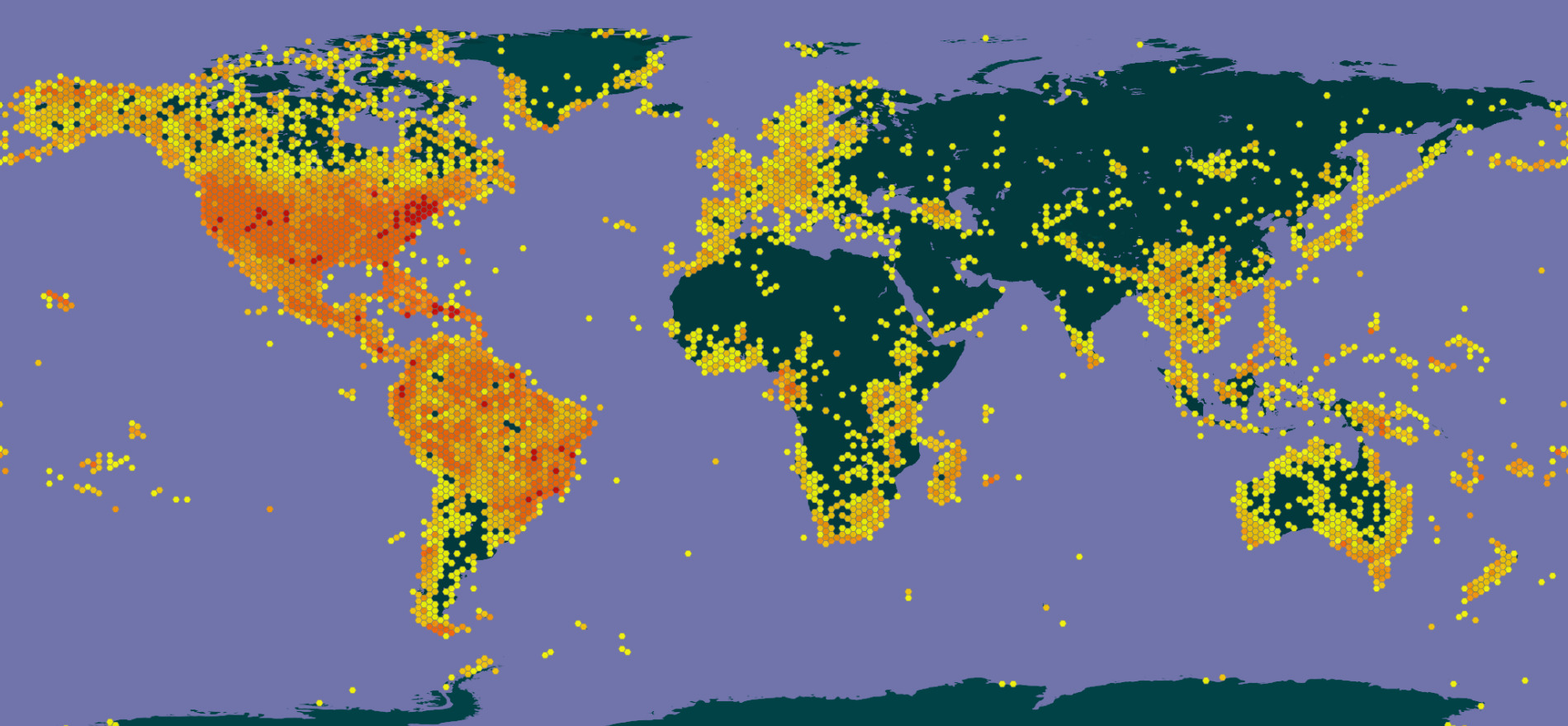 Карта образцов из Гербария NY (источник: GBIF)