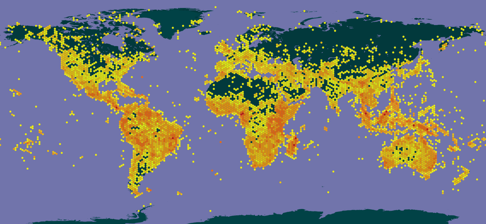Карта образцов из Гербария K (источник: GBIF)