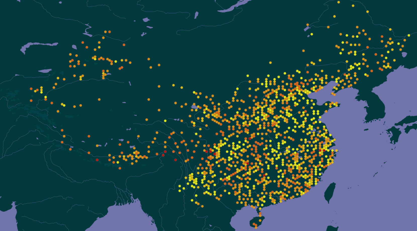 Карта образцов из Гербария PE (источник: GBIF)