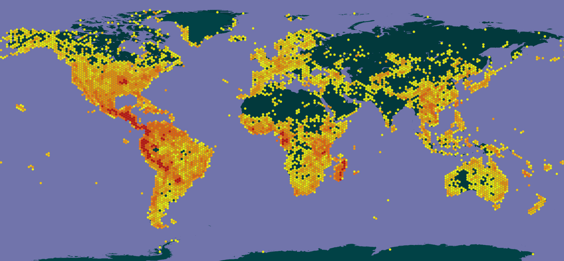 Карта образцов из Гербария MO (источник: GBIF)