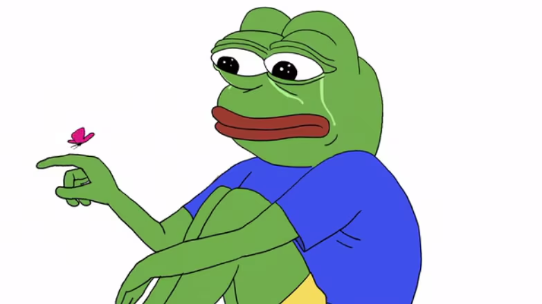 Mem Pepe the Frog: грустная лягушка с бабочкой