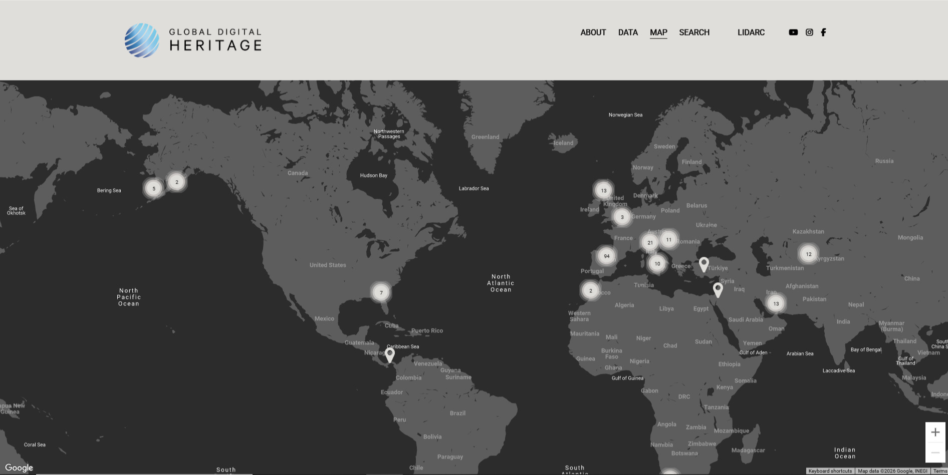 Карта проекта Global Digital Heritage 